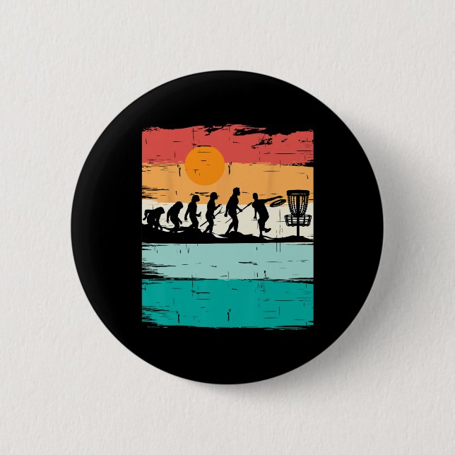 Disc Golf Evolution - Disc Golf Player Flying Disc Button (Front)