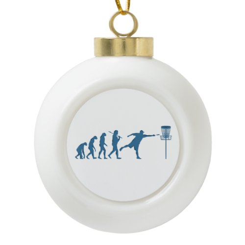 Disc Golf Evolution - Fun Gift for Disc Golfer Ceramic Ball Christmas Ornament
