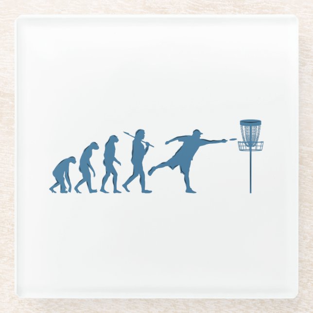Disc Golf Evolution - Fun Gift for Disc Golfer Glass Coaster (Front)