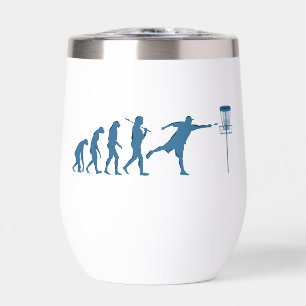 Disc Golf Evolution - Fun Gift for Disc Golfer Thermal Wine Tumbler