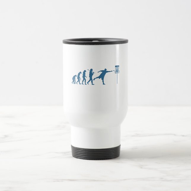 Disc Golf Evolution - Fun Gift for Disc Golfer Travel Mug (Center)