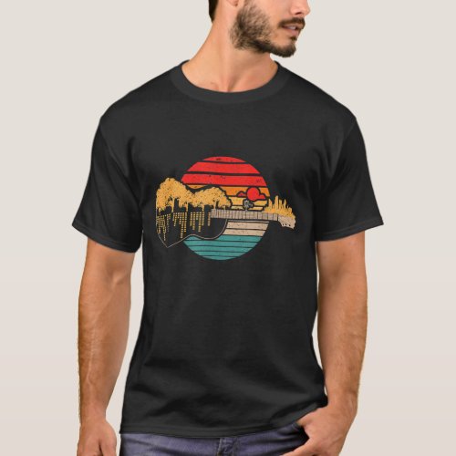 Disc Golf Flying Disc Disc Golf Sunset Guitar T_Shirt