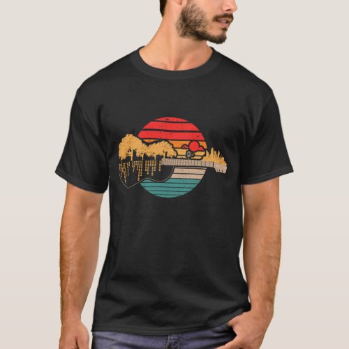 Disc Golf Flying Sunset Guitar T_Shirt