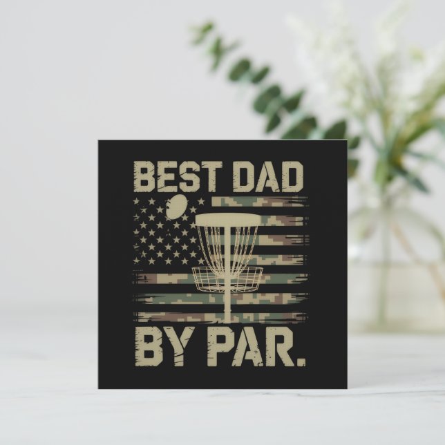 Disc Golf Frisbee Best Dad Par Camo US flag Golfer Invitation (Standing Front)