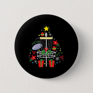 Disc Golf Frisbee Christmas Ornament Tree Funny Gi Button