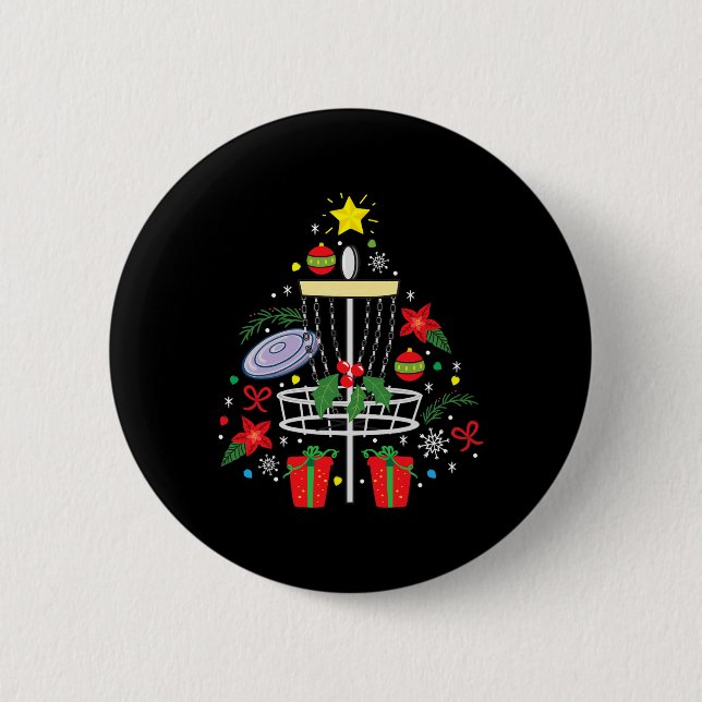 Disc Golf Frisbee Christmas Ornament Tree Funny Gi Button (Front)