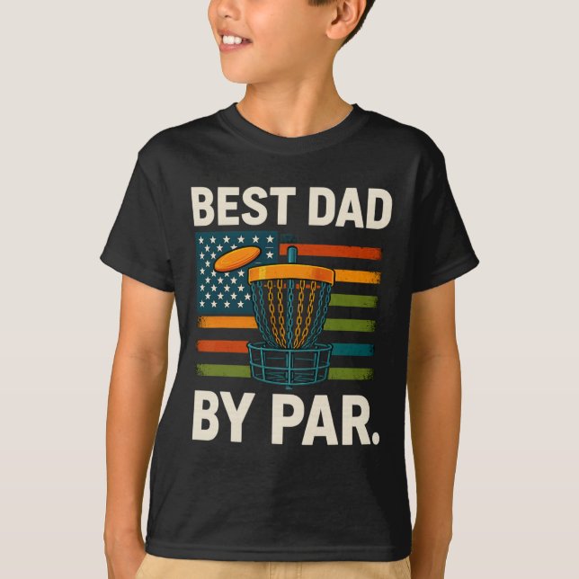 Disc Golf Frisbee Funny Best Dad Par Camo Us Flag  T-Shirt (Front)