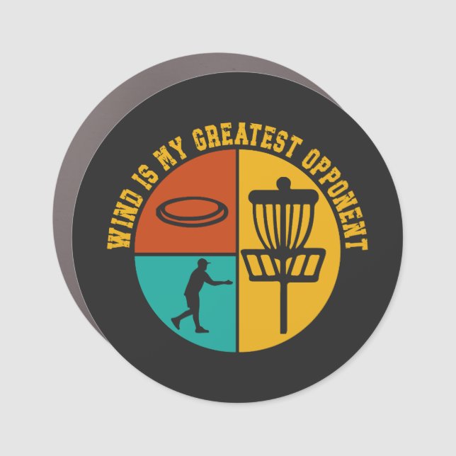 Disc Golf Funny Design Retro Disc Golf Car Magnet (Front)