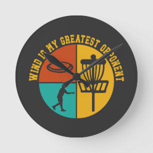 Disc Golf Funny Design Retro Disc Golf Round Clock