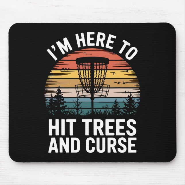 Disc Golf Funny Hit Trees And Curse Retro Disc Gol Mouse Pad (Front)