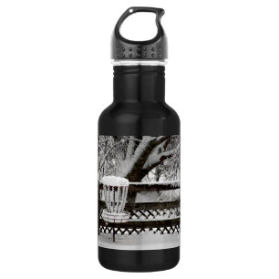 Disc Golf Goal Post in Snow Stainless Steel Water Bottle