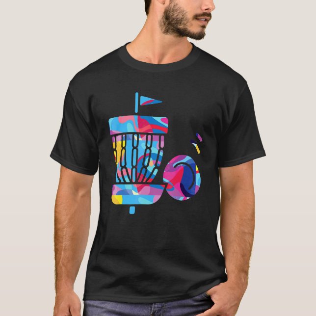 Disc Golf Golf Player Colorful Graphic T-Shirt (Front)
