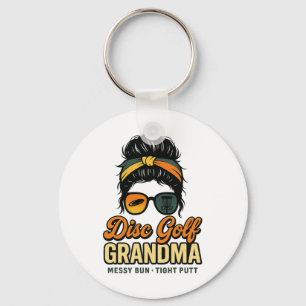 Disc Golf Grandma Retro Script  Keychain