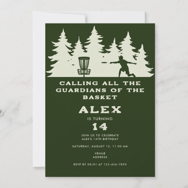 Disc Golf Guardians of the Disc Birthday Party  Invitation (Front)