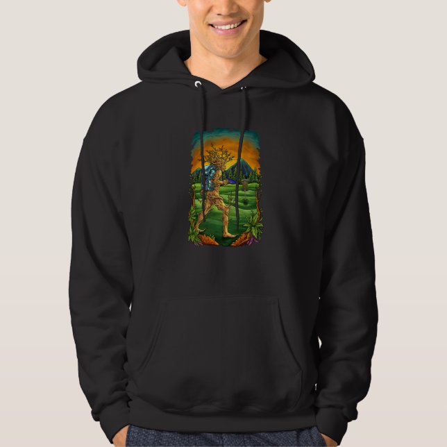 Disc Golf Half Man Half Tree Disc Golf Hoodie (Front)