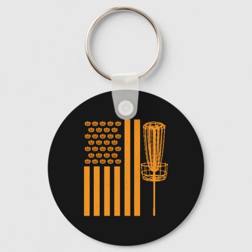 Disc Golf Halloween USA FLAG For DISCGOLF PLAYER Keychain