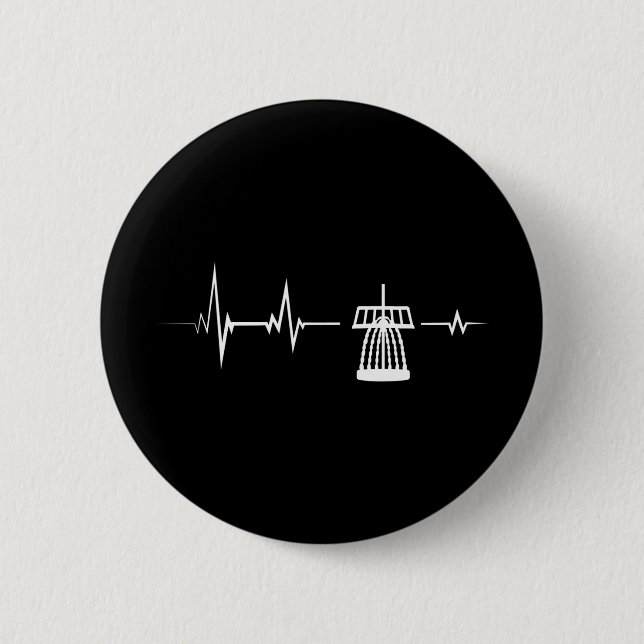 Disc Golf Heartbeat Frisbee Frolf Golf Sket Gift  Button (Front)