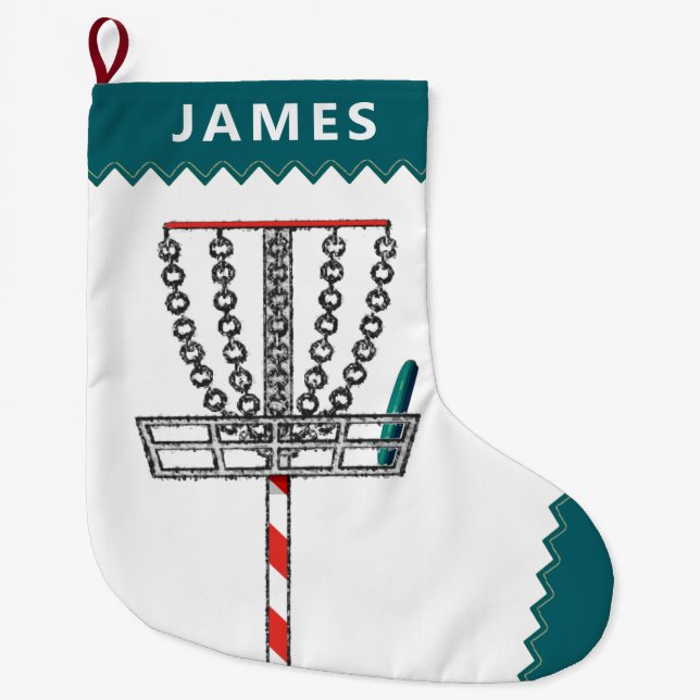 Disc Golf Holiday Gift Large Christmas Stocking (Front)