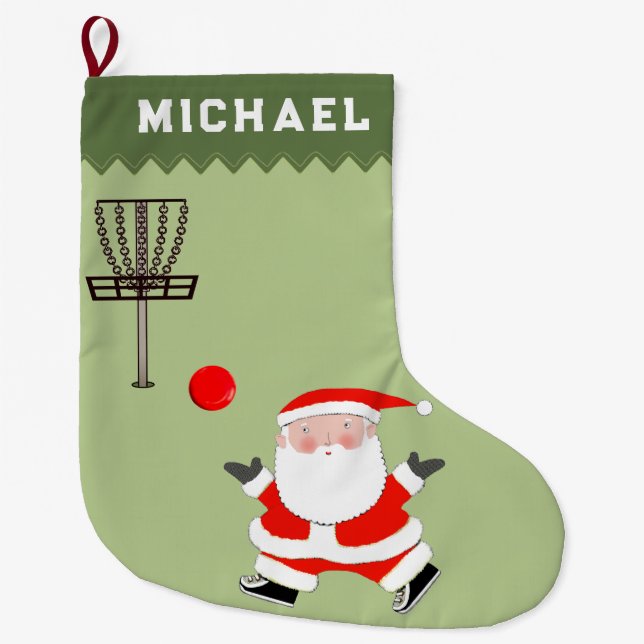 Disc Golf Holiday Gift Large Christmas Stocking (Front)