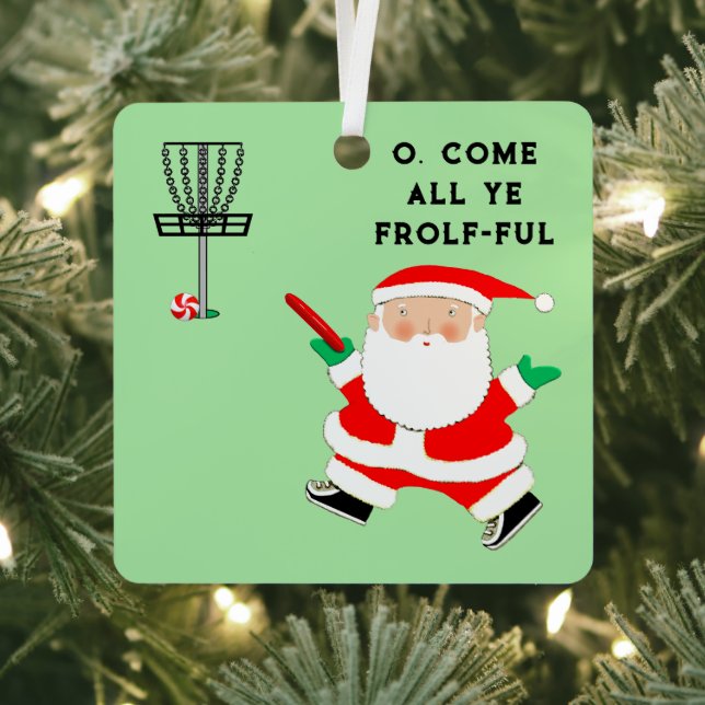 Disc Golf Holiday Gift Metal Ornament (Insitu)
