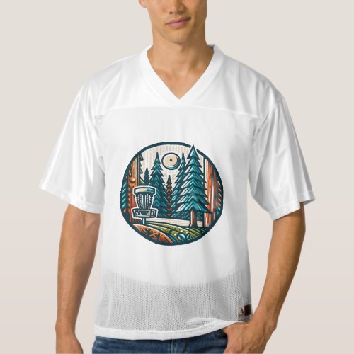 Disc Golf in the Woods Retro Vibe Art Mens Football Jersey