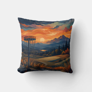 Disc Golf Landscape Throw Pillow
