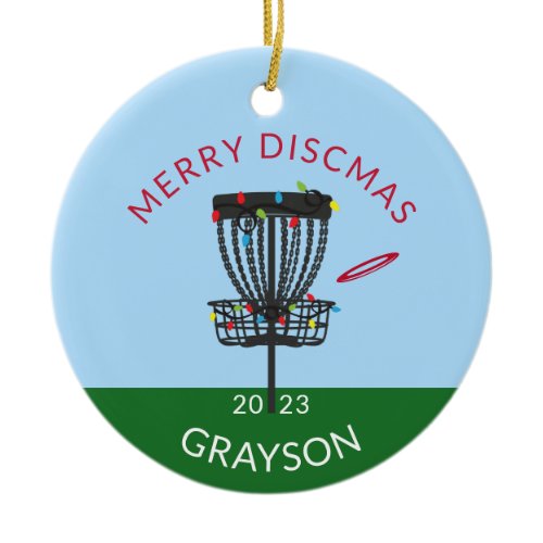 Disc Golf Merry Discmas Christmas Ceramic Ornament