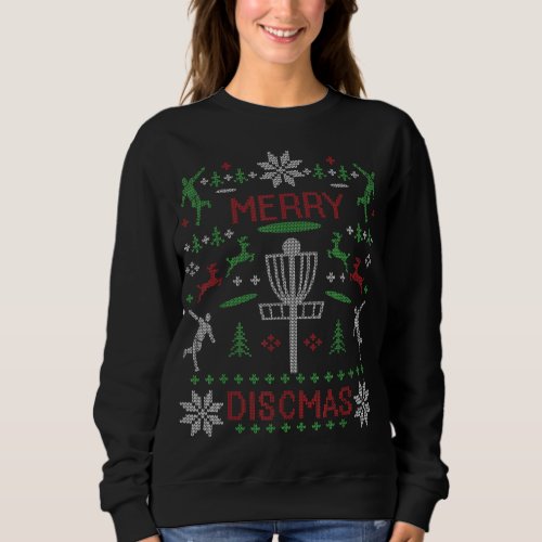 Disc Golf Merry Discmas Christmas Ugly Sweater Gra