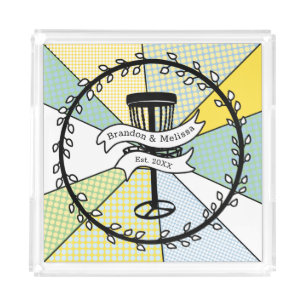 Disc Golf Personalized Couple Established Date   Acrylic Tray
