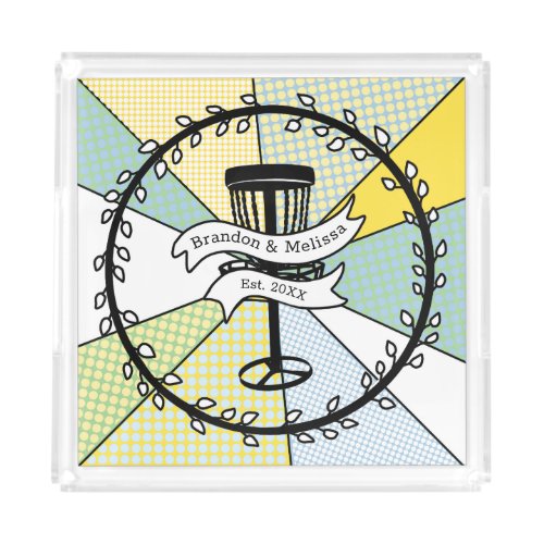 Disc Golf Personalized Couple Established Date   Acrylic Tray