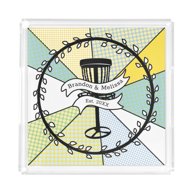 Disc Golf Personalized Couple Established Date   Acrylic Tray (Front)