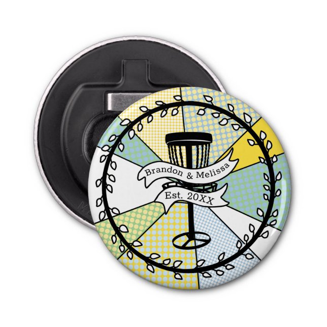 Disc Golf Personalized Couple Established Date   Bottle Opener (Front)