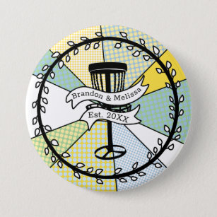 Disc Golf Personalized Couple Established Date   Button