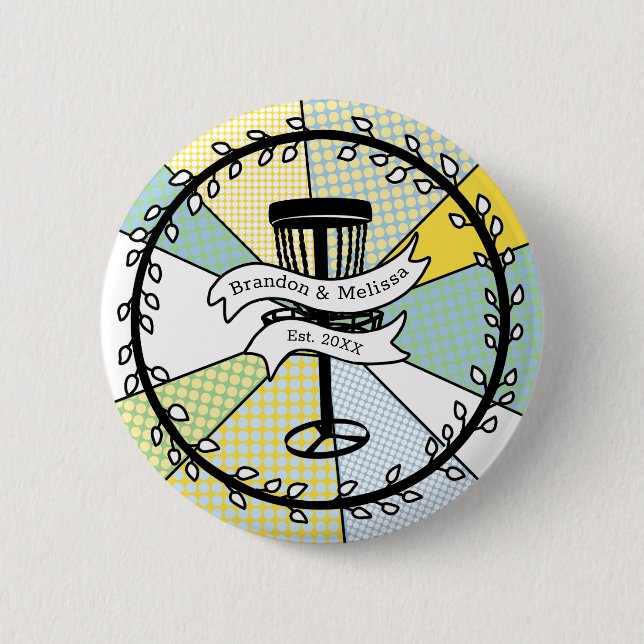Disc Golf Personalized Couple Established Date    Button (Front)