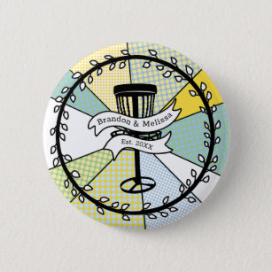 Disc Golf Personalized Couple Established Date    Button
