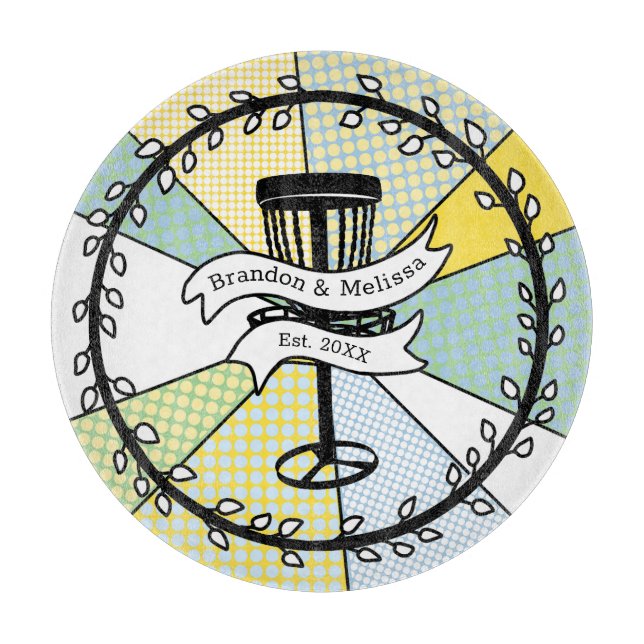 Disc Golf Personalized Couple Established Date    Cutting Board (Front)