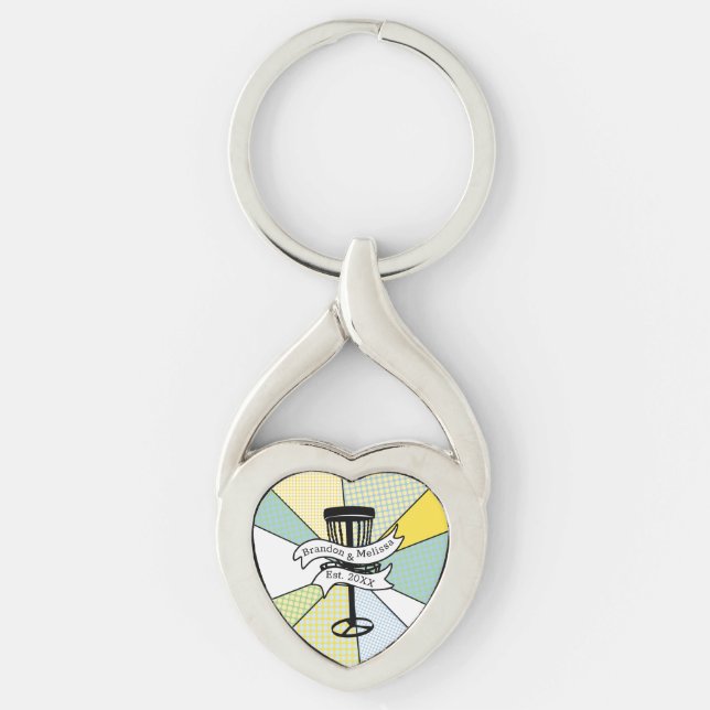 Disc Golf Personalized Couple Established Date     Keychain (Front)
