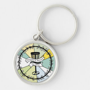 Disc Golf Personalized Couple Established Date   Keychain