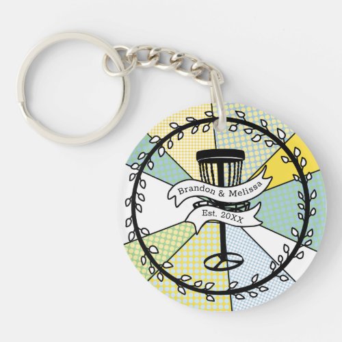 Disc Golf Personalized Couple Established Date    Keychain