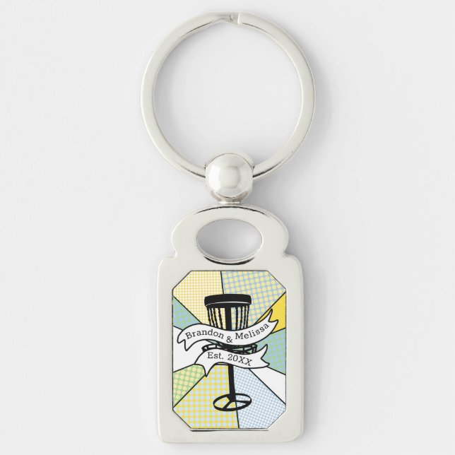 Disc Golf Personalized Couple Established Date     Keychain (Front)