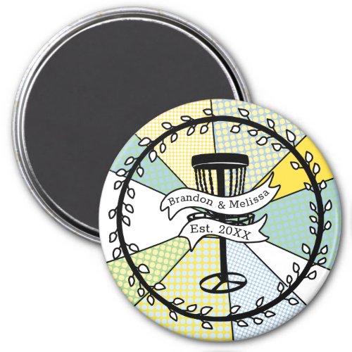 Disc Golf Personalized Couple Established Date   Magnet