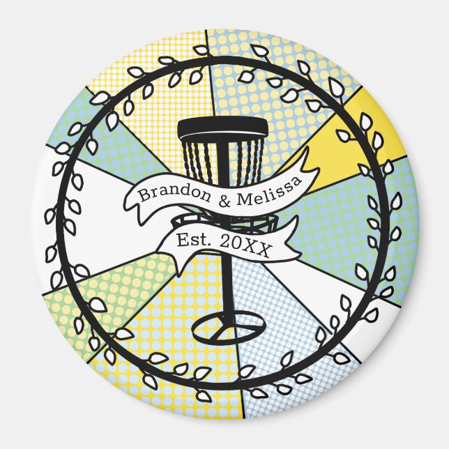 Disc Golf Personalized Couple Established Date   Magnet (Front)