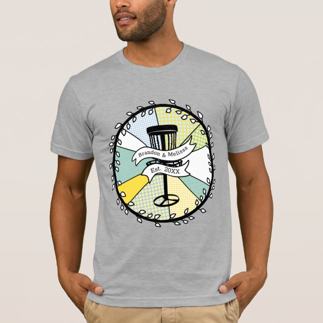 Disc Golf Personalized Couple Established Date    T-Shirt (Front)