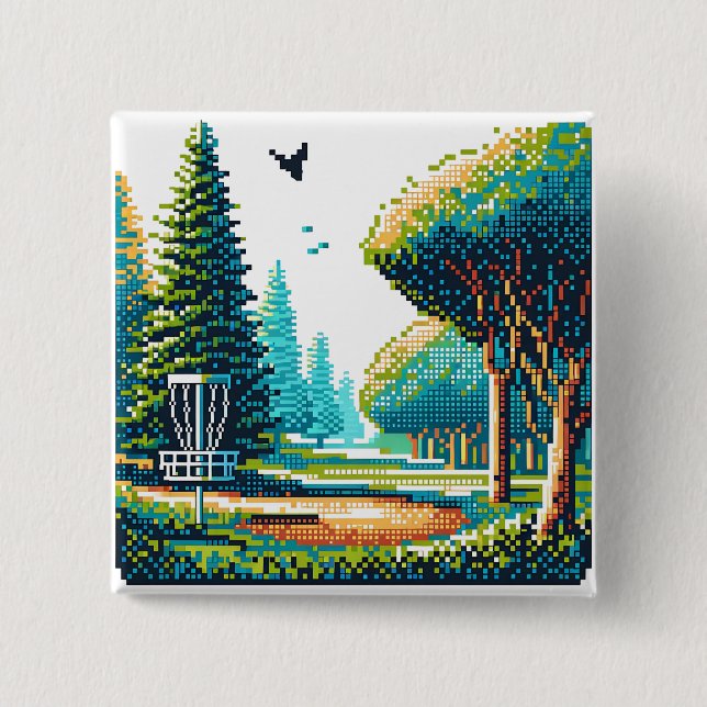 Disc Golf Pixel Art  Button (Front)