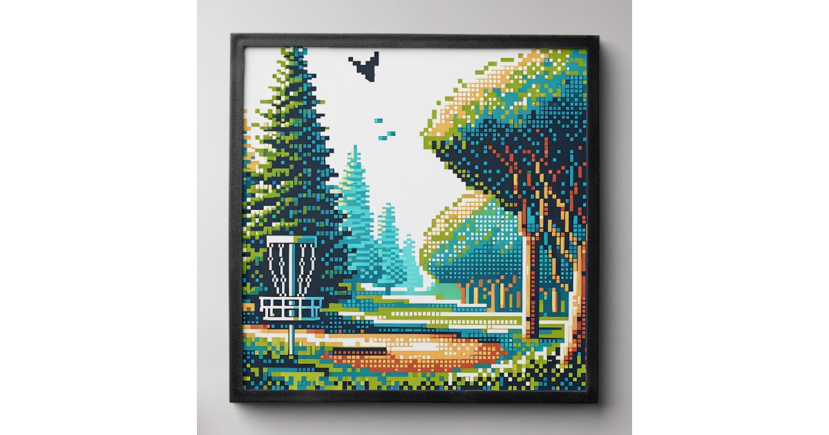 Disc Golf Pixel Art Peel And Stick Photo Tile | Zazzle