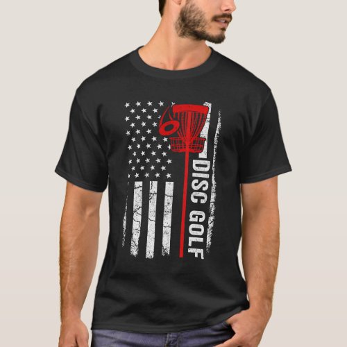 Disc Golf Player American Flag Disc Golf For Men W T_Shirt