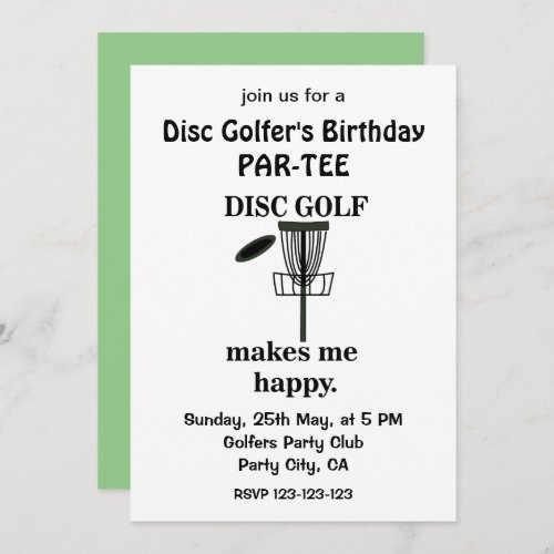 Disc Golf Player Golfers Birthday Disc Golf Invitation