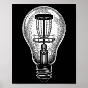 Disc Golf Player Light Bulb Sket Good Idea Golfer Poster