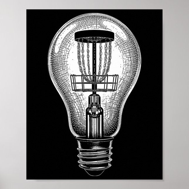 Disc Golf Player Light Bulb Sket Good Idea Golfer  Poster (Front)