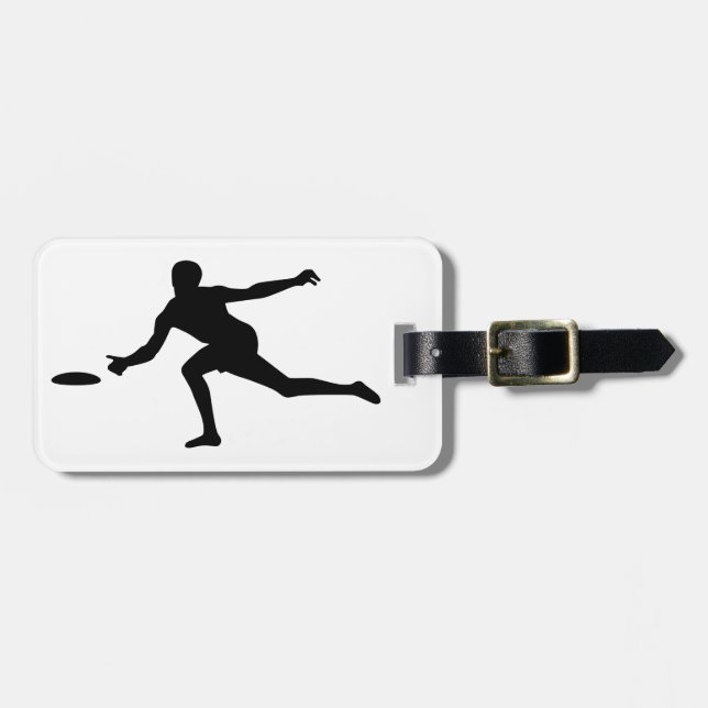 Disc golf player luggage tag (Front Horizontal)